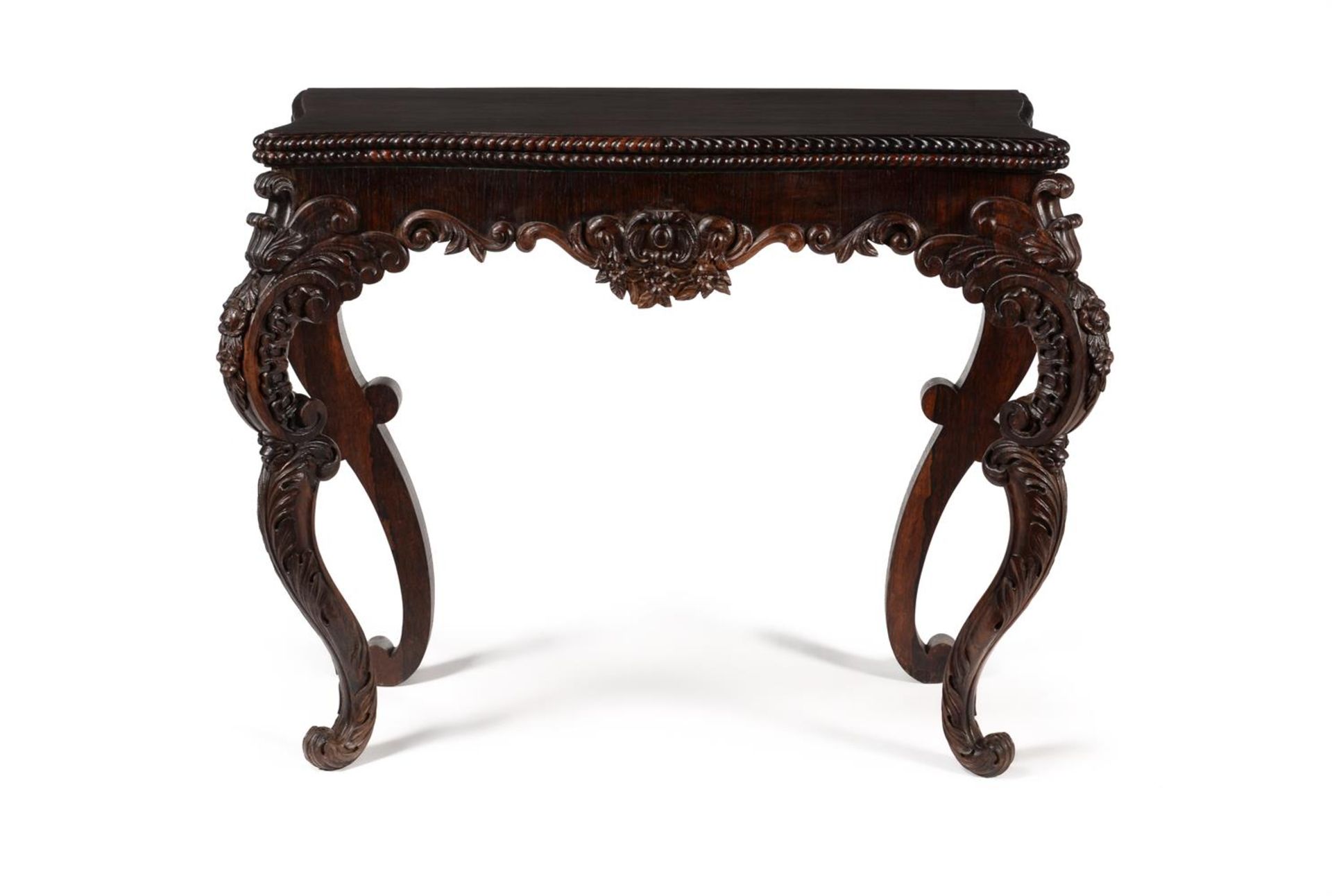 Y A PAIR OF PORTUGUESE CARVED ROSEWOOD FOLDING CARD TABLES, 19TH CENTURY - Bild 7 aus 8