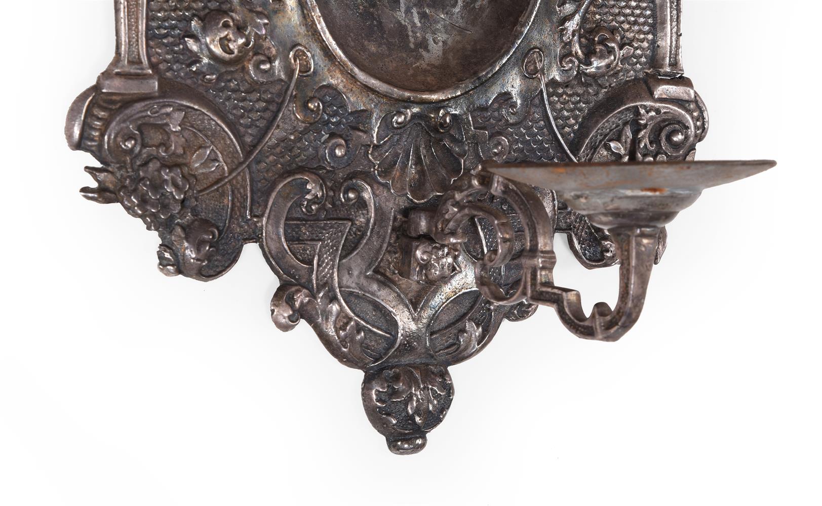 A PAIR OF POLISHED PEWTER WALL SCONCES, 19TH CENTURY, IN THE 17TH CENTURY MANNER - Image 3 of 5