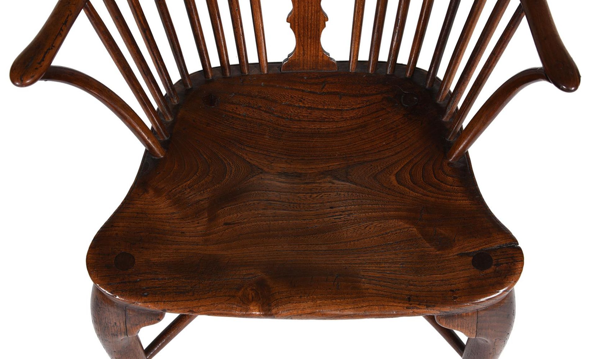 A FRUITWOOD, ELM AND ASH WINDSOR ARMCHAIR, LAST QUARTER 18TH CENTURY - Image 6 of 6