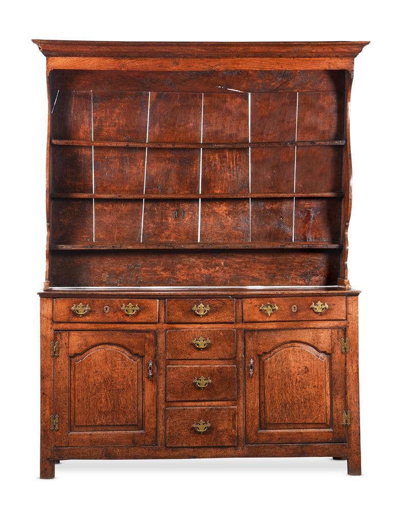 AN OAK DRESSER BASE AND RACK, SECOND HALF OF 18TH CENTURY AND LATER