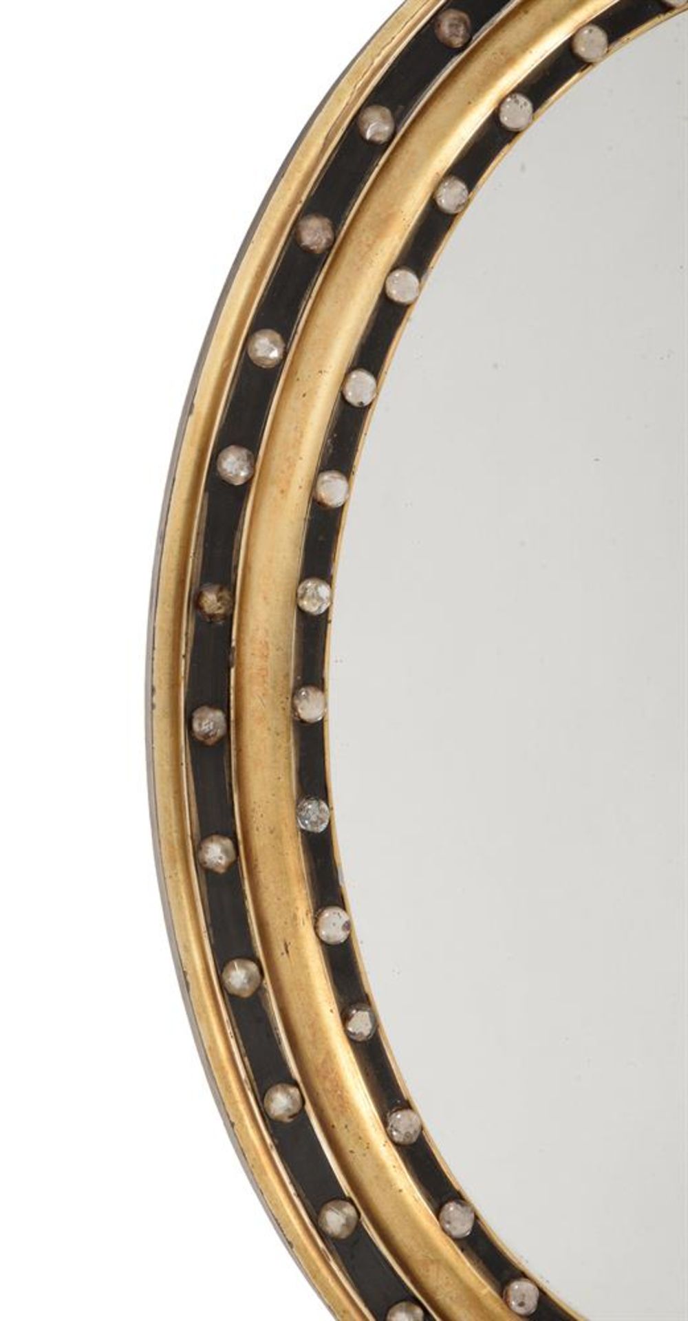 AN IRISH CUT GLASS, GILTWOOD AND EBONISED OVAL WALL MIRROR IN GEORGE III STYLE, LATE 19TH CENTURY - Bild 3 aus 4