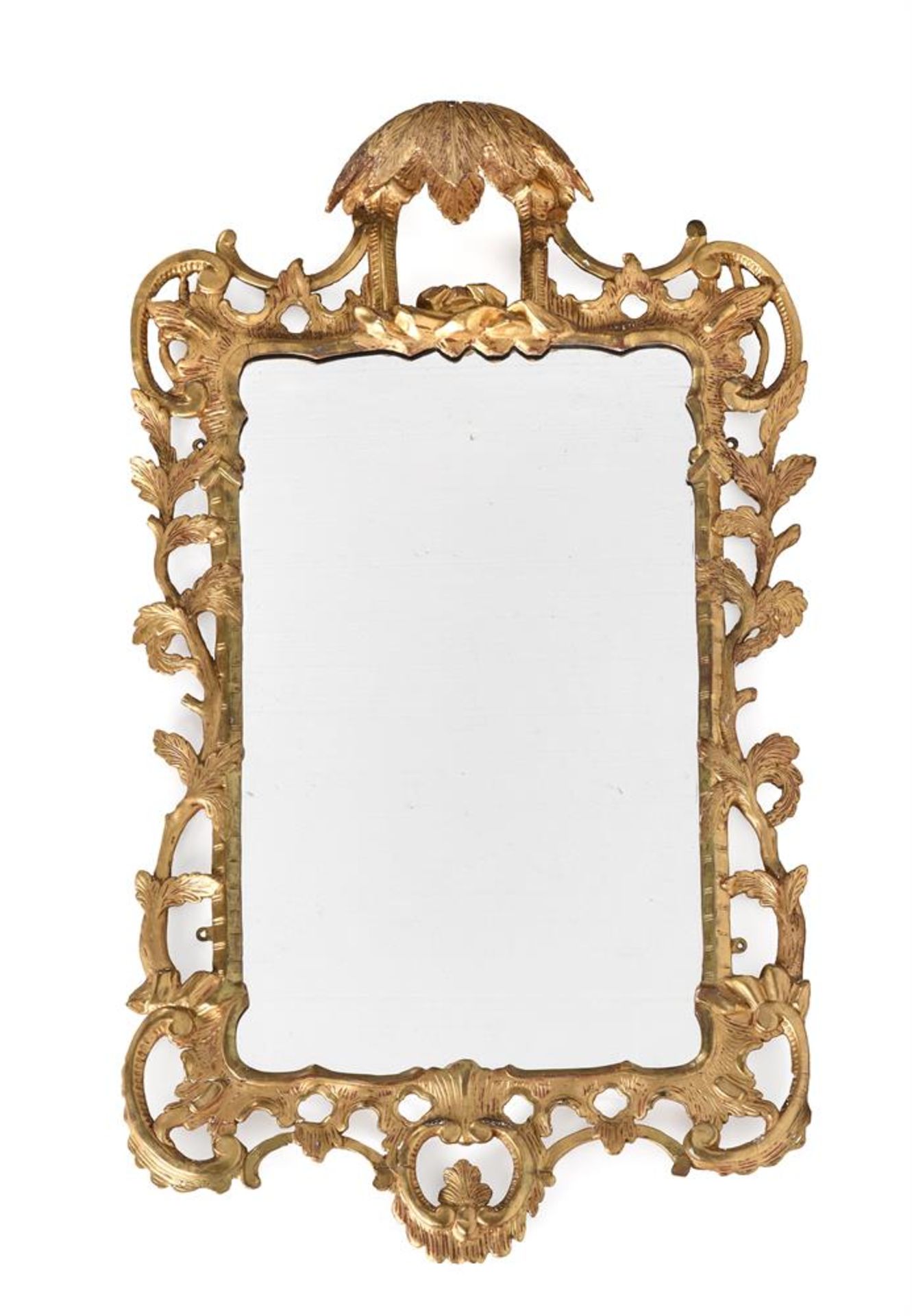 A GEORGE II CARVED GILTWOOD WALL MIRROR, IN THE MANNER OF LINNELL,CIRCA 1760