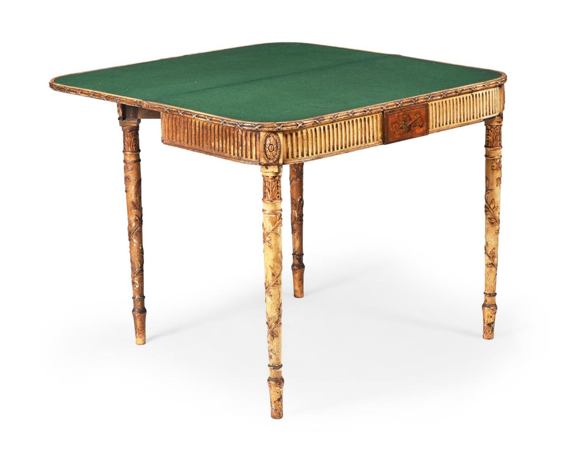 A SATINWOOD, MARQUETRY, PAINTED AND PARCEL GILT CARD TABLE, FIRST HALF 19TH CENTURY - Bild 3 aus 7