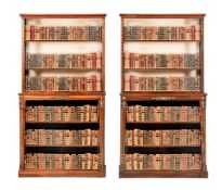 A PAIR OF REGENCY CALAMANDER AND GILT METAL MOUNTED OPEN BOOKCASES, CIRCA 1820