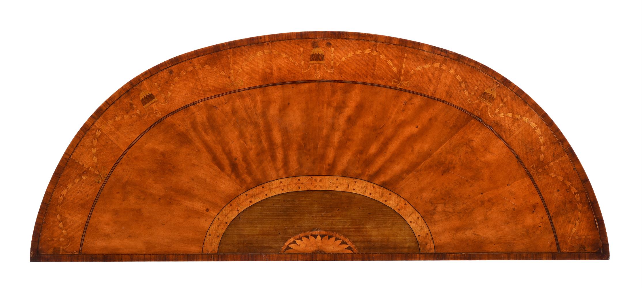 A PAIR OF SATINWOOD AND SPECIMEN MARQUETRY SEMI ELLIPTICAL SIDE TABLES, IN GEORGE III STYLE - Image 2 of 4