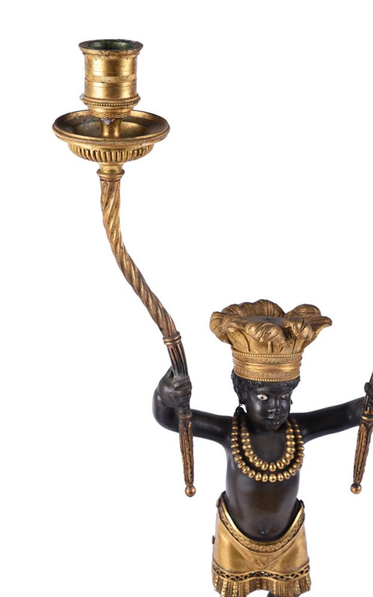 AFTER JEAN-SIMON DEVERBERIE (1764-1824), A RARE PAIR OF ORMOLU AND PATINATED BRONZE CANDELABRA - Image 6 of 7