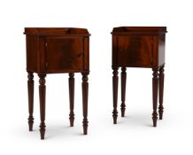 TWO MAHOGANY BEDSIDE CUPBOARDS, IN GEORGE IV STYLE, OF RECENT MANUFACTURE