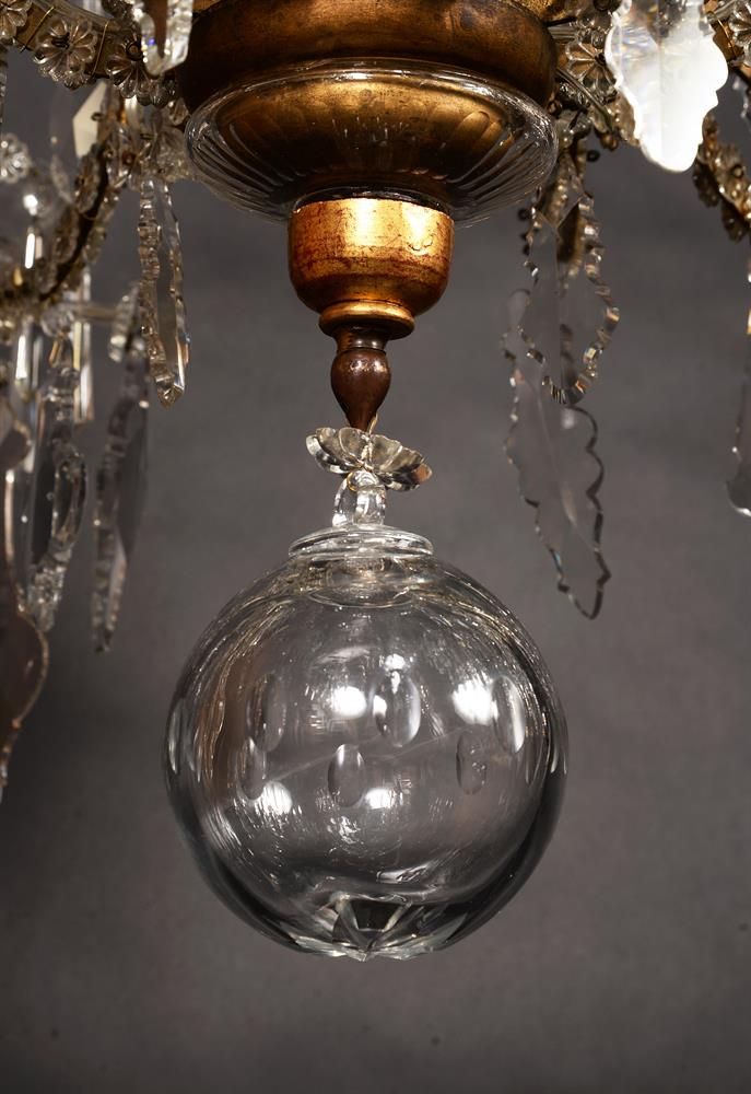 A LARGE ITALIAN CUT-GLASS AND GILT IRON TWENTY EIGHT-LIGHT CHANDELIER, PIEDMONTESE - Image 9 of 12