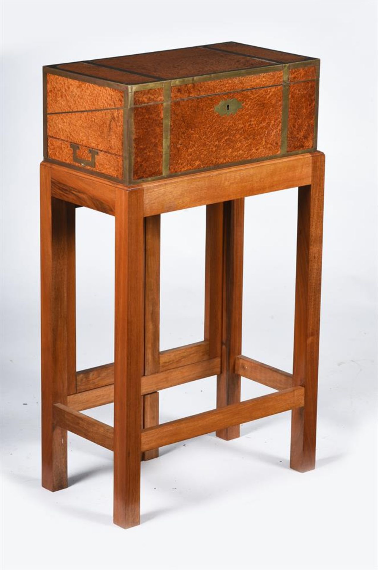 AN ANGLO CHINESE BURR EXOTIC HARDWOOD WRITING BOX, WITH A LATER WALNUT STAND, CIRCA 1830 - Image 3 of 4