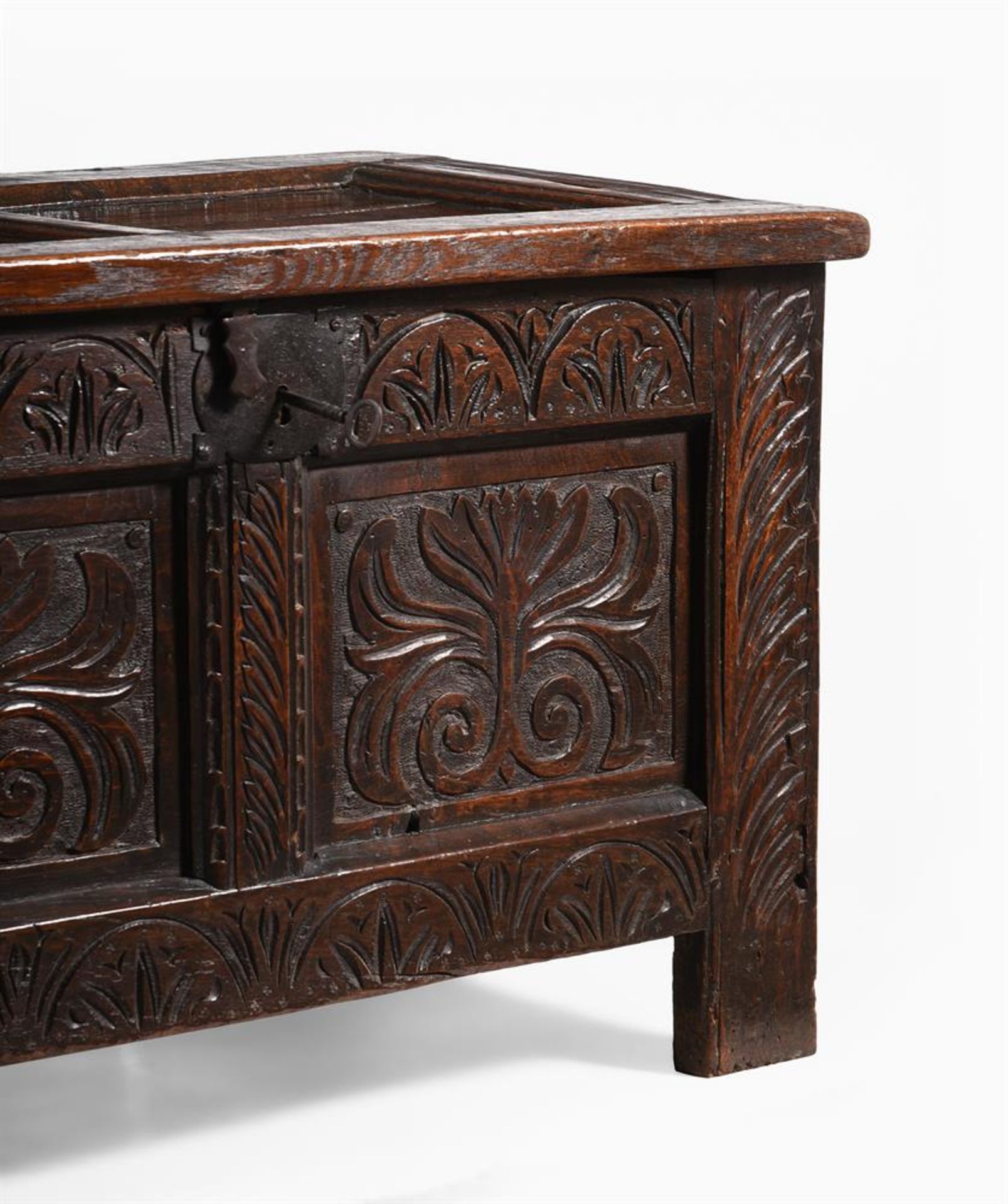 A CHARLES II OAK CHEST OR COFFER, CIRCA 1660 - Image 2 of 4