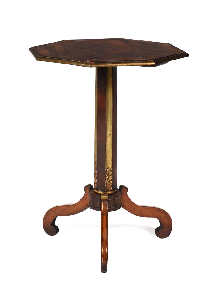 Y A ROSEWOOD AND GILT METAL OCTAGONAL TRIPOD TABLE, EARLY 19TH CENTURY