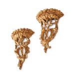 A PAIR OF CARVED GILTWOOD WALL BRACKETS, IN MID 18TH CENTURY MANNER, 19TH CENTURY