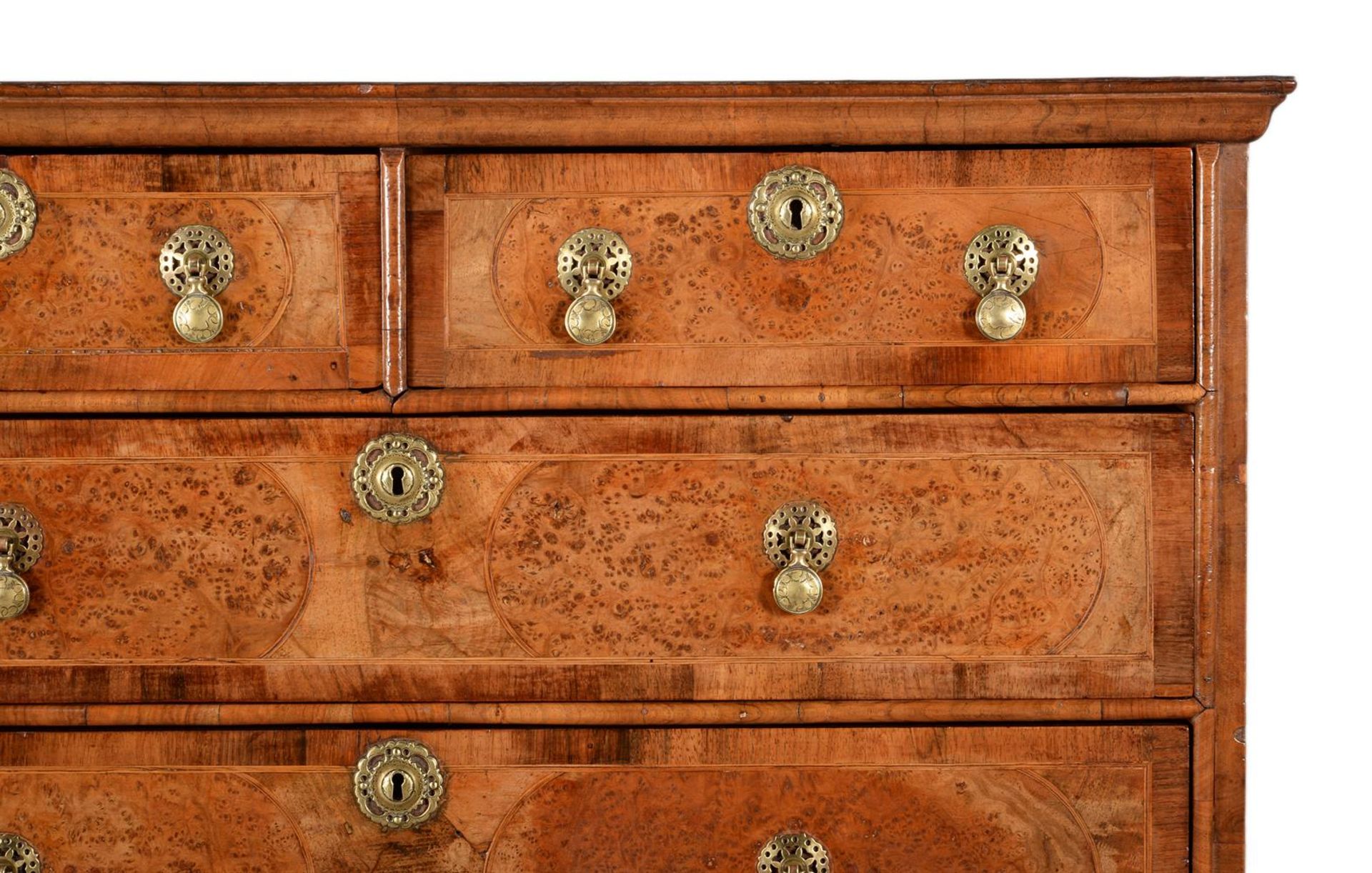 A WILLIAM & MARY BURR ELM, WALNUT AND FRUITWOOD INLAID CHEST ON STAND, CIRCA 1690 - Bild 5 aus 5