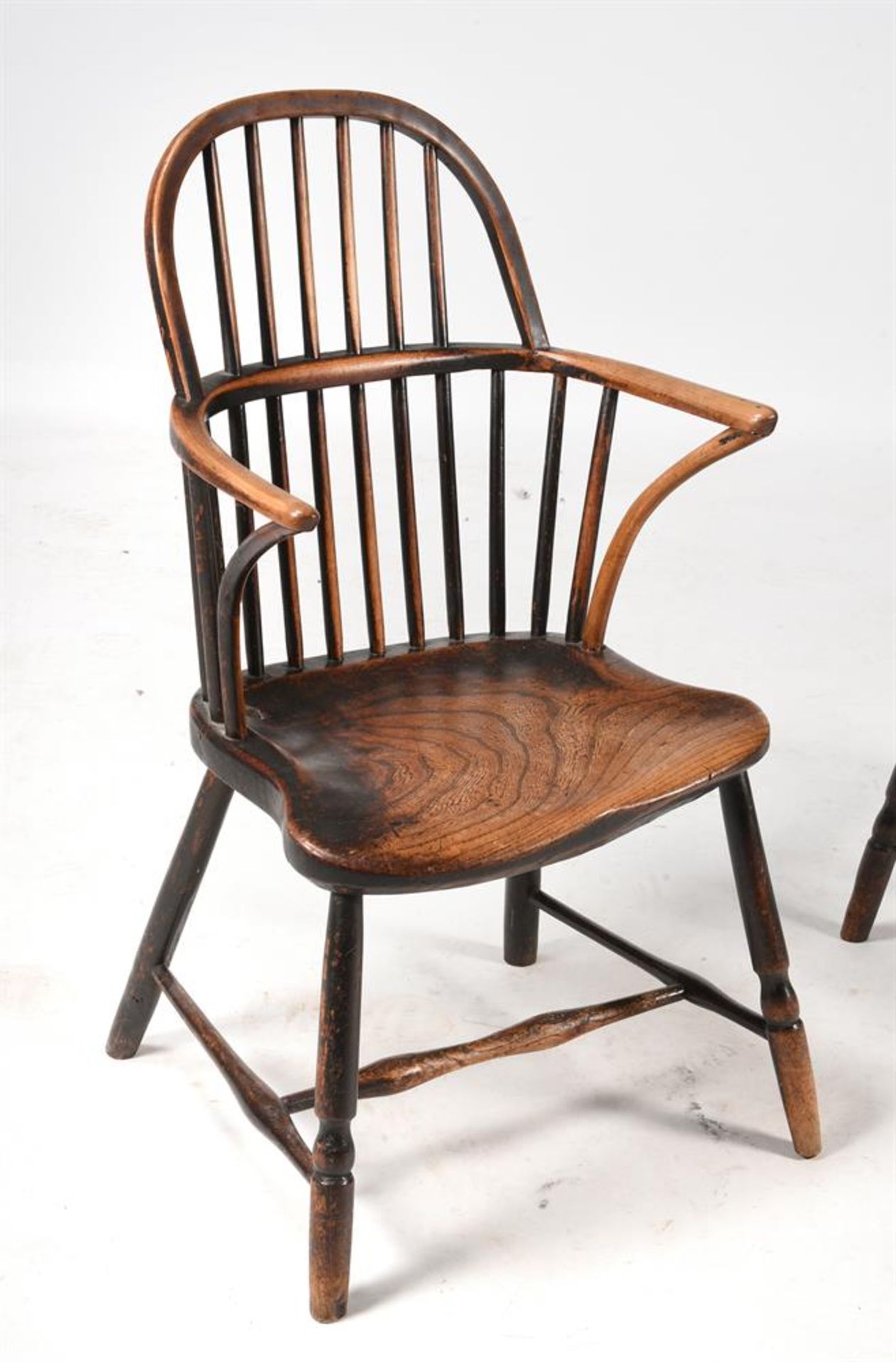 A PAIR OF FRUITWOOD, ASH AND ELM WINDSOR ARMCHAIRS, LATE 18TH/EARLY 19TH CENTURY - Image 4 of 6