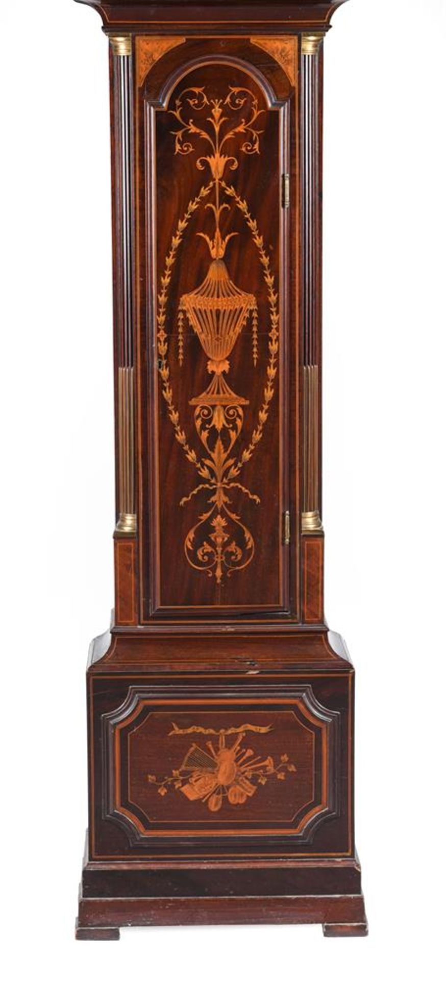 A LATE VICTORIAN INLAID MAHOGANY QUARTER-CHIMING EIGHT-DAY LONGCASE CLOCK - Bild 3 aus 3