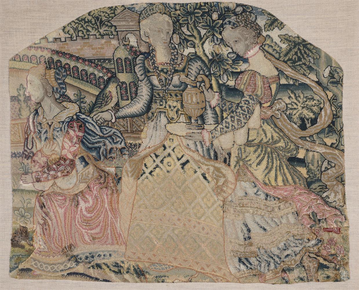 TWO FRAMED COURTLY SCENE NEEDLEWORKS, LATE 16TH/EARLY 17TH CENTURY - Image 2 of 5