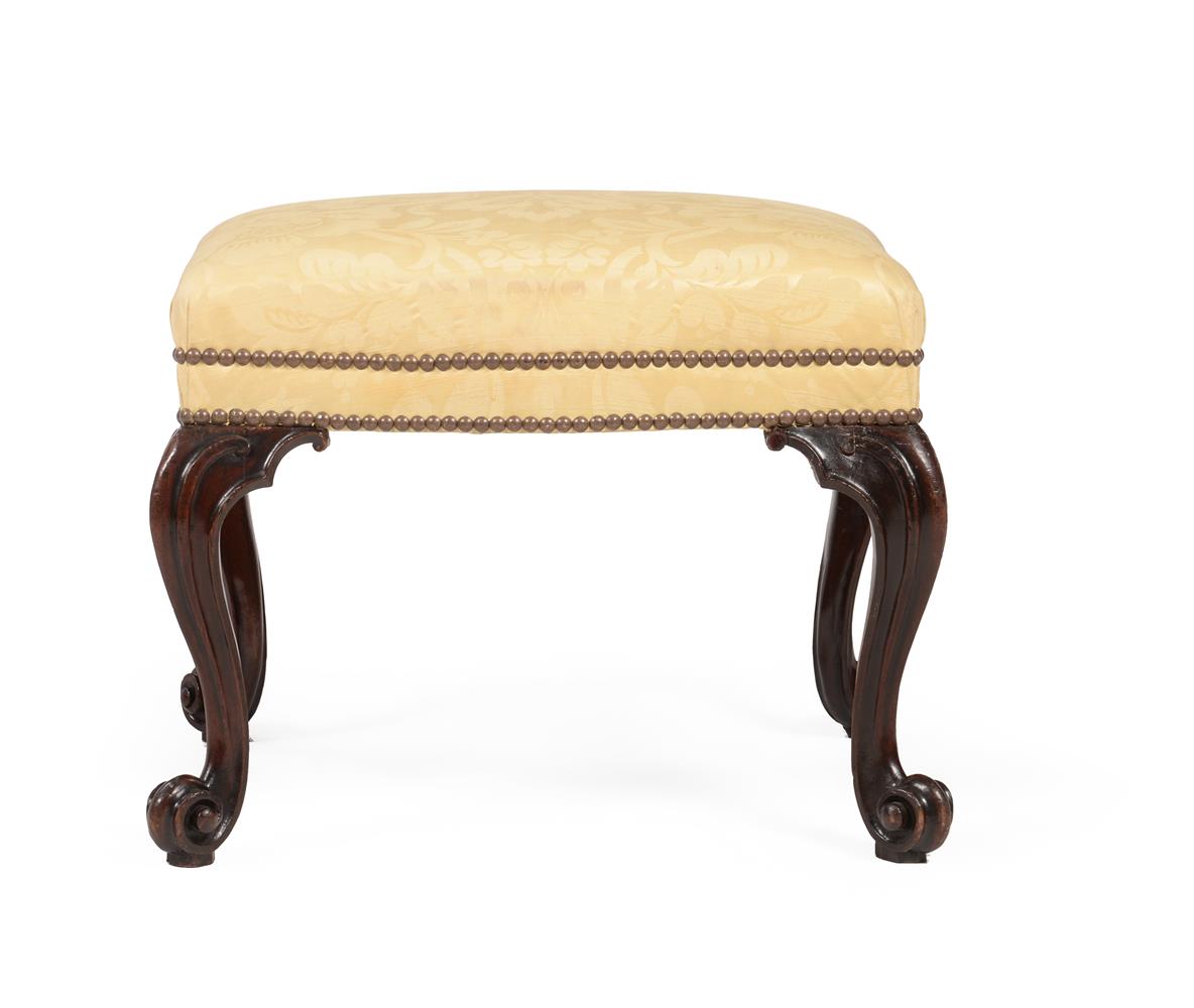 A GEORGE III MAHOGANY AND UPHOLSTERED STOOL, IN THE MANNER OF THOMAS CHIPPENDALE, CIRCA 1770 - Image 2 of 3