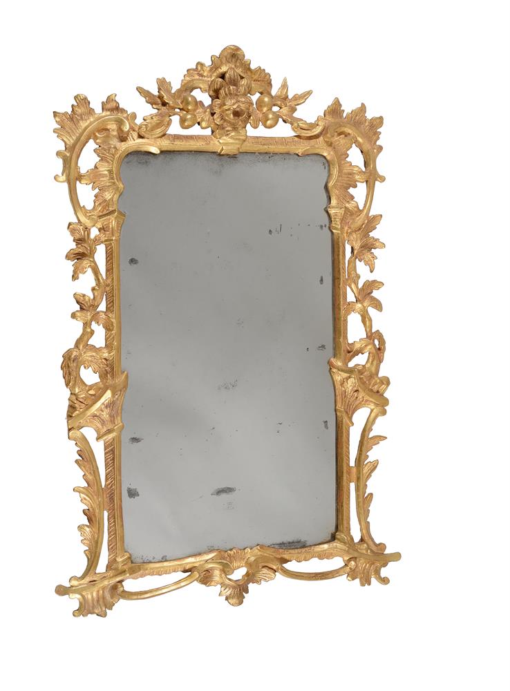 A GEORGE III CARVED GILTWOOD MIRROR, POSSIBLY IRISH, CIRCA 1760