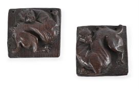 A PAIR OF CARVED OAK RELIEF PANELS DEPICTING GRIFFIN, PROBABLY ENGLISH OR WELSH, 16TH CENTURY