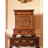 A WALNUT AND MARQUETRY TABLE TOP CABINETIN WILLIAM AND MARY STYLE