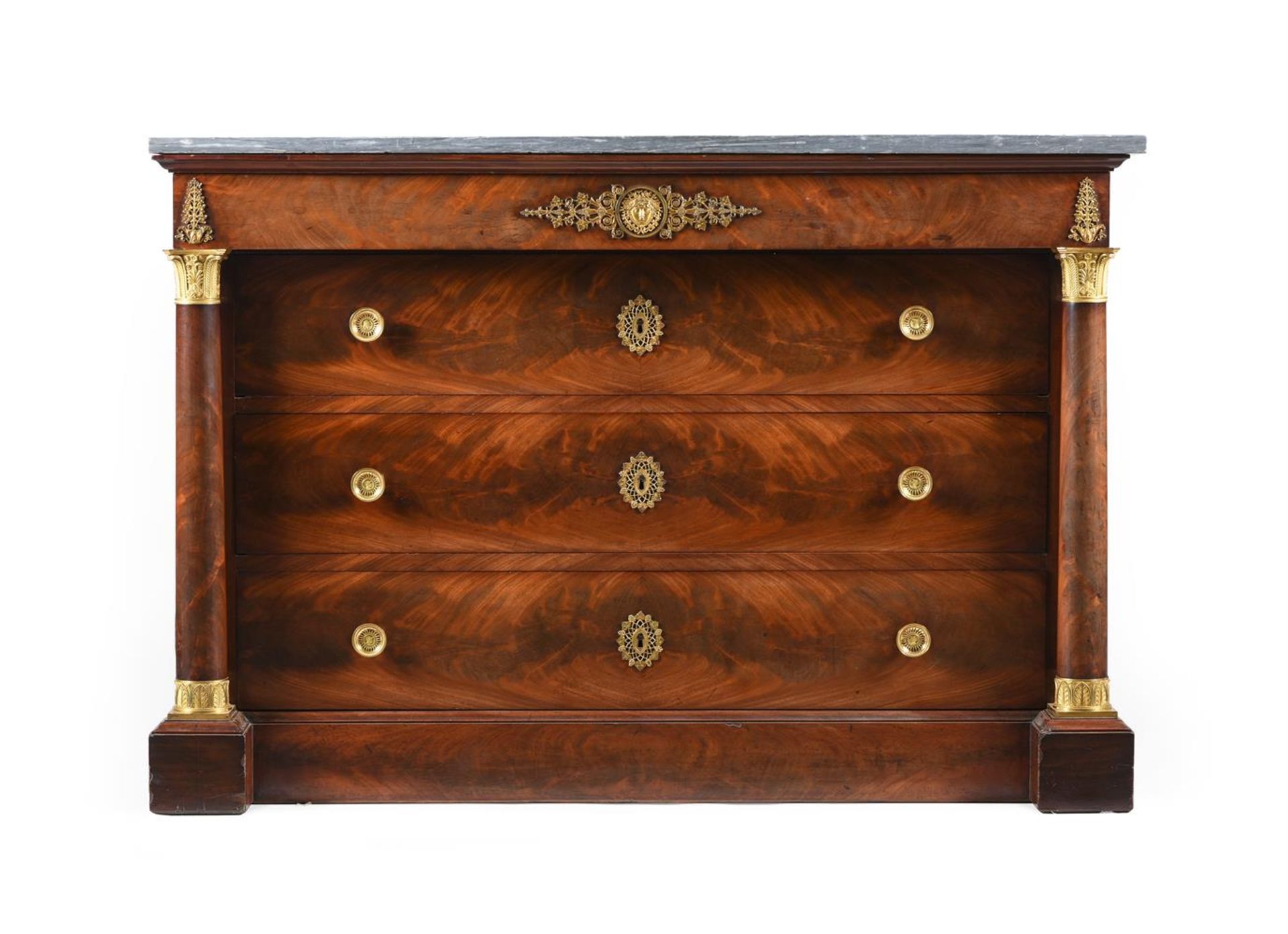 AN EMPIRE MAHOGANY AND ORMOLU MOUNTED COMMODE, IN THE MANNER OF BERNARD MOLITOR