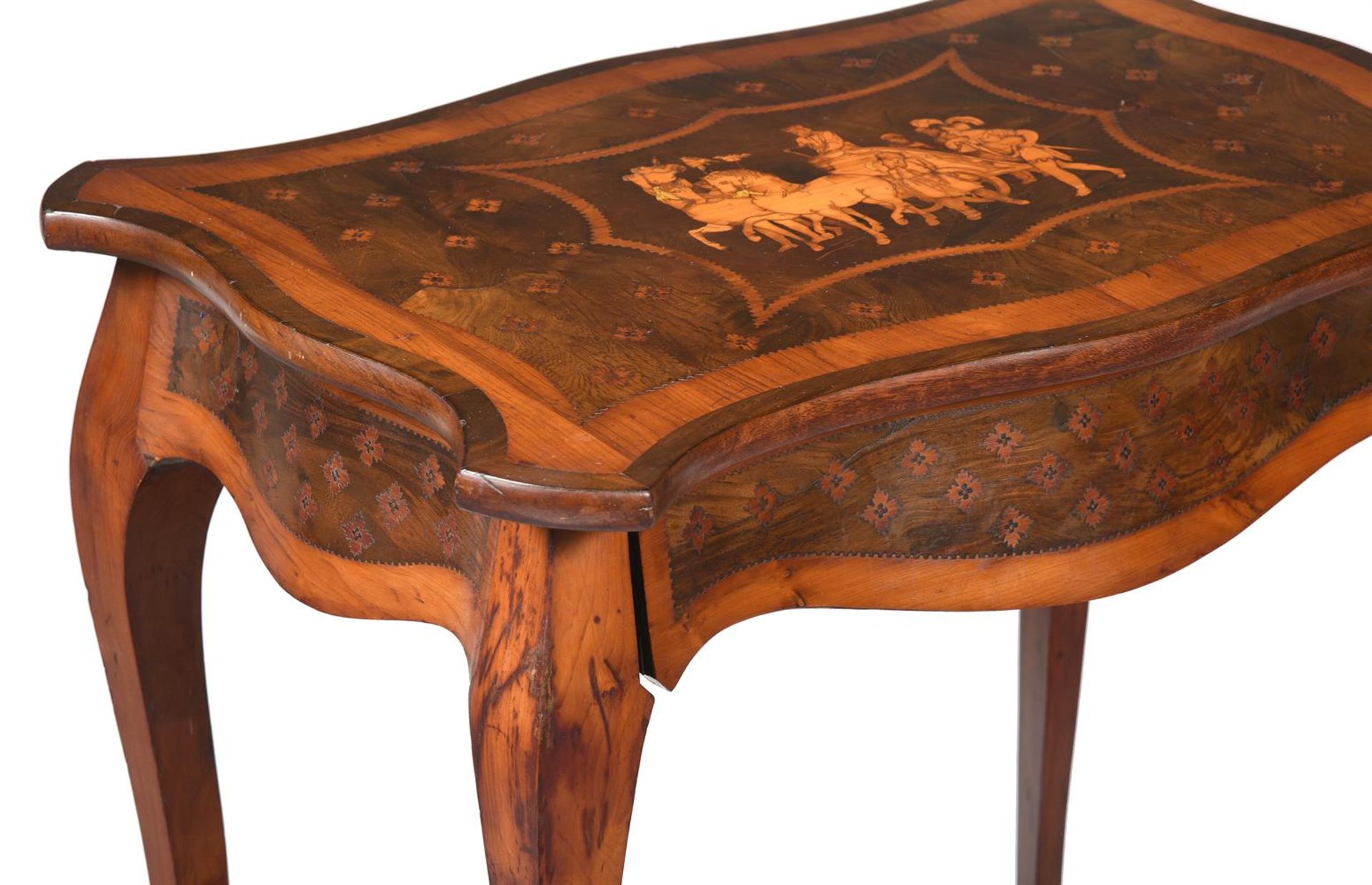 A CONTINENTAL YEW AND MARQUETRY CENTRE OR OCCASIONAL TABLE, IN 18TH CENTURY STYLE - Image 3 of 4