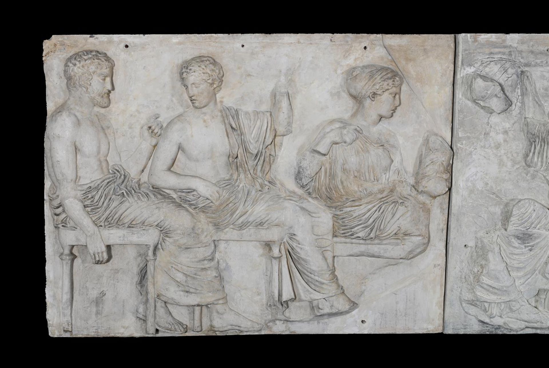 A SET OF FOUR LARGE AND IMPRESSIVE PLASTER PANELS CAST FROM THE PARTHENON MARBLES - Image 2 of 5