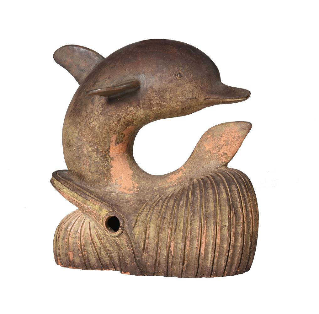 A TERRACOTTA MODEL OF A LEAPING DOLPHIN, POSSIBLY ENGLISH, 1920s - Image 2 of 2