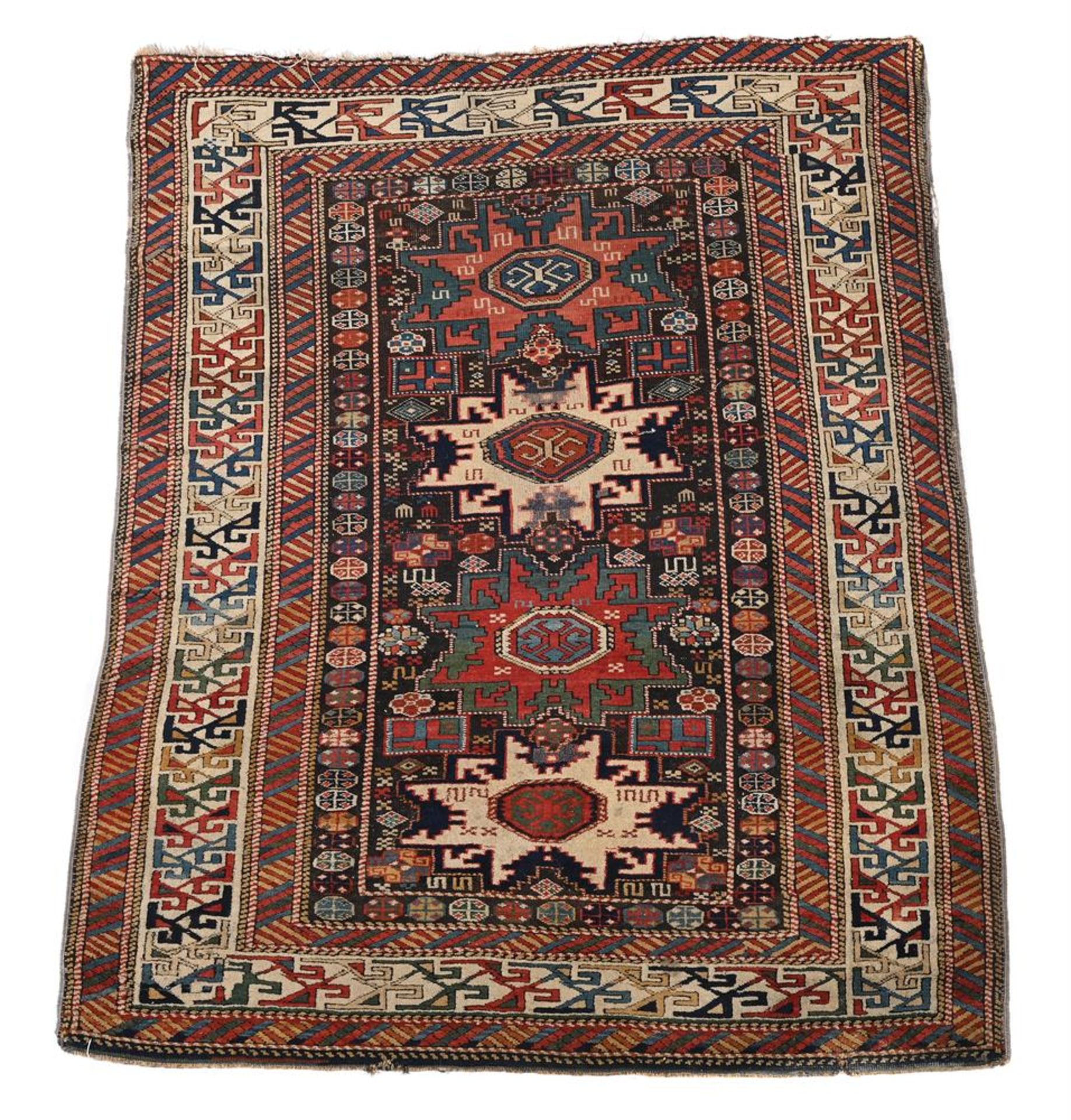 A CAUCASIAN LESGHI RUG, EARLY 20TH CENTURY, approximately 139 x 114cm