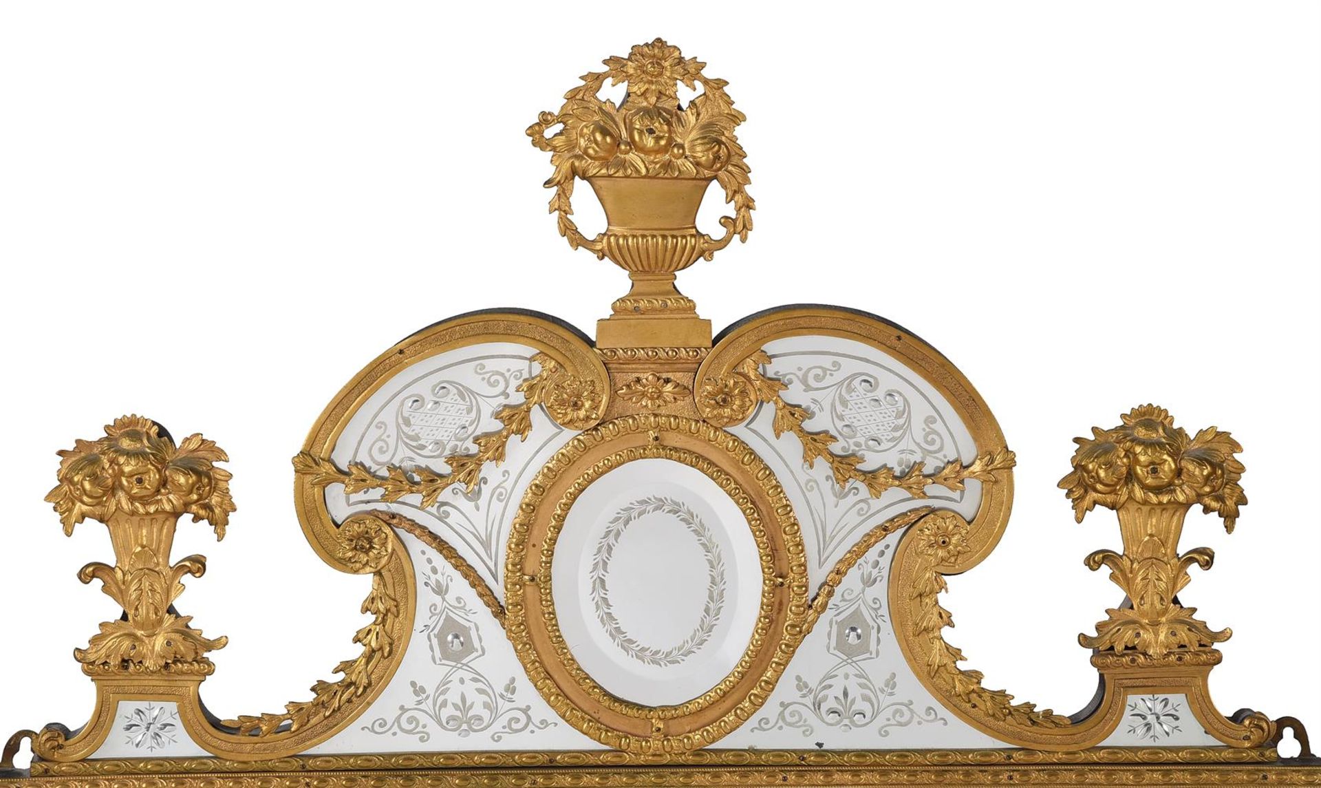A CONTINENTAL GILT METAL AND ENGRAVED GLASS MIRROR, IN THE MANNER OF PRECHT, 19TH CENTURY - Image 2 of 3