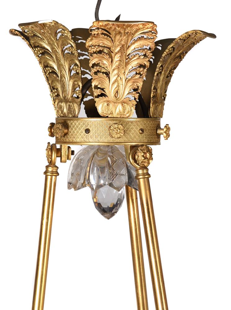 AN ORMOLU NINE LIGHT CHANDELIER, IN THE EMPIRE STYLE, LATE 19TH/EARLY 20TH CENTURY - Image 5 of 6