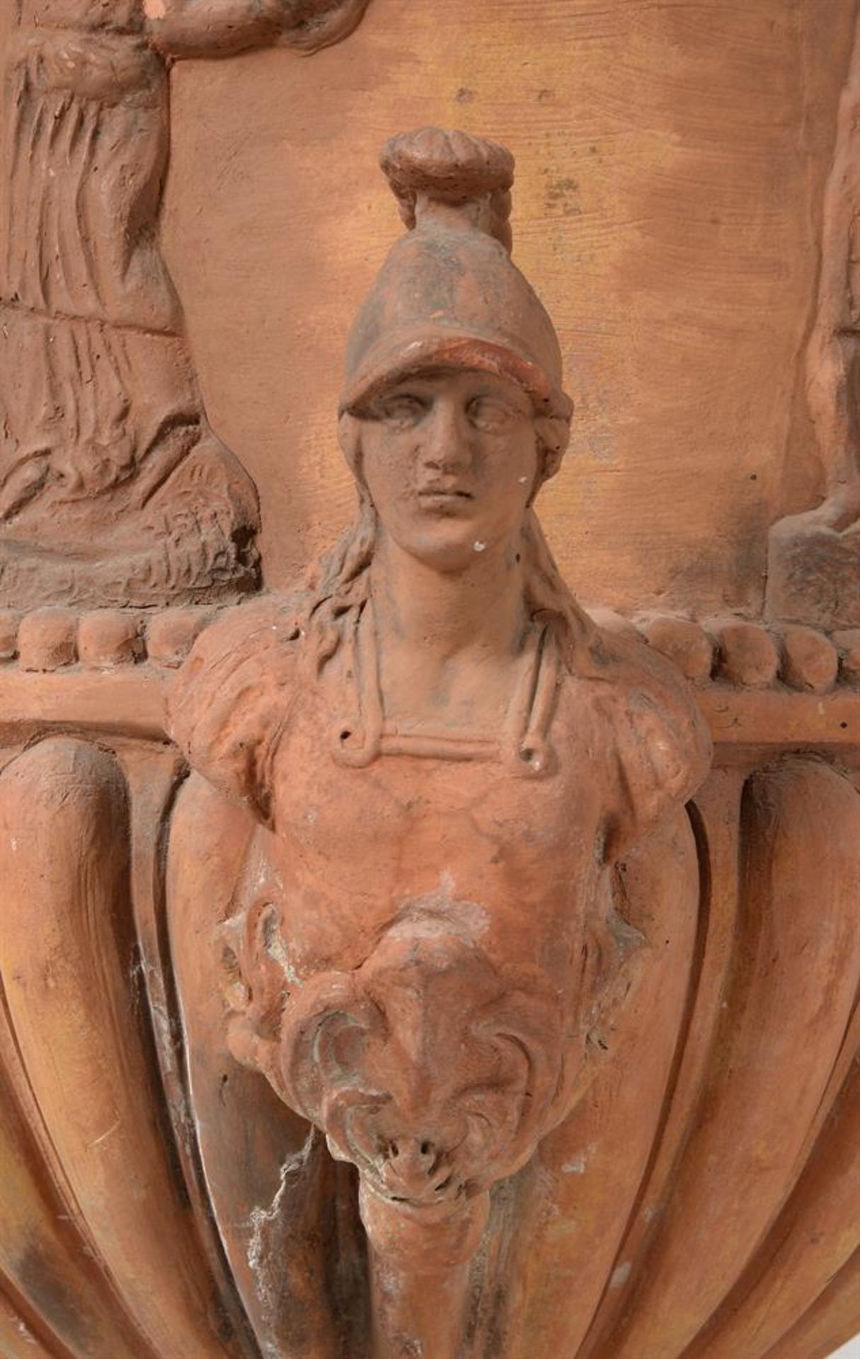 A TERRACOTTA GARDEN PEDESTAL URN OF CLASSICAL FORM, LATE 19TH CENTURY - Image 3 of 3