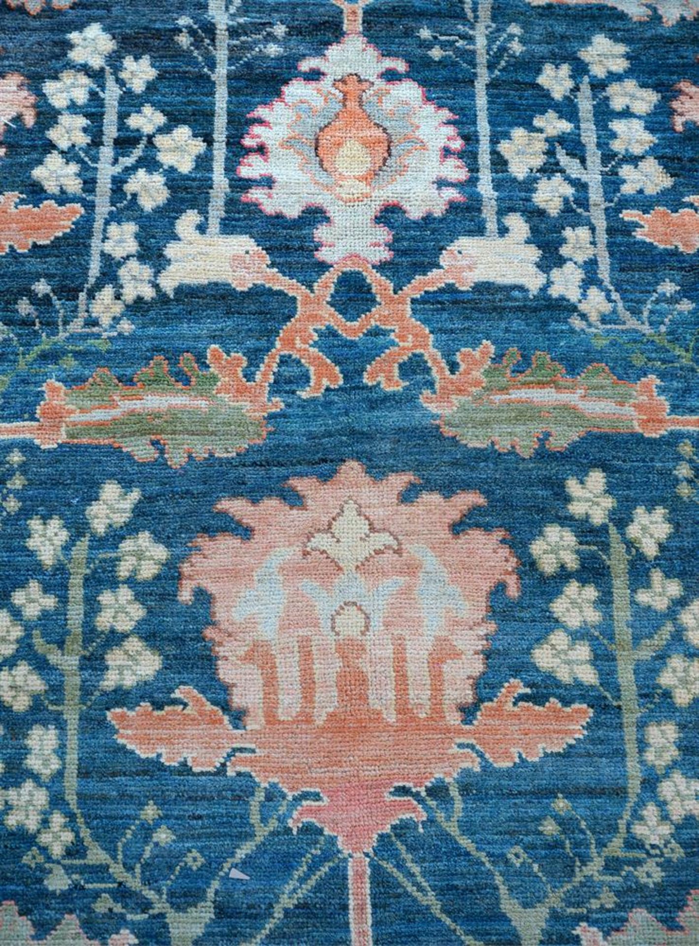A WOVEN CARPET, IN ARTS & CRAFTS STYLE, AFTER A DESIGN BY CFA VOYSEY, approximately 540 x 360cm - Image 2 of 3