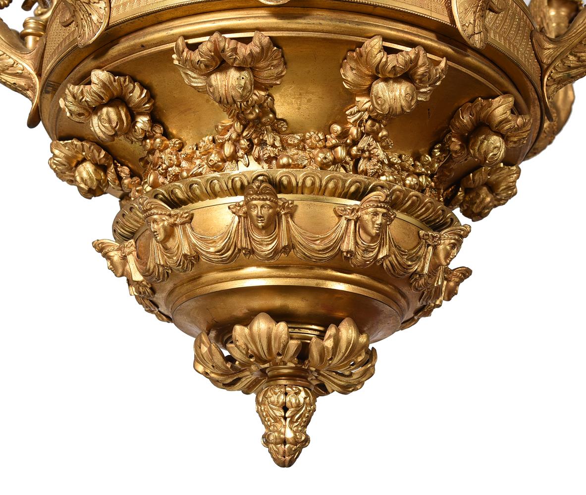 AN ORMOLU NINE LIGHT CHANDELIER, IN THE EMPIRE STYLE, LATE 19TH/EARLY 20TH CENTURY - Image 6 of 6