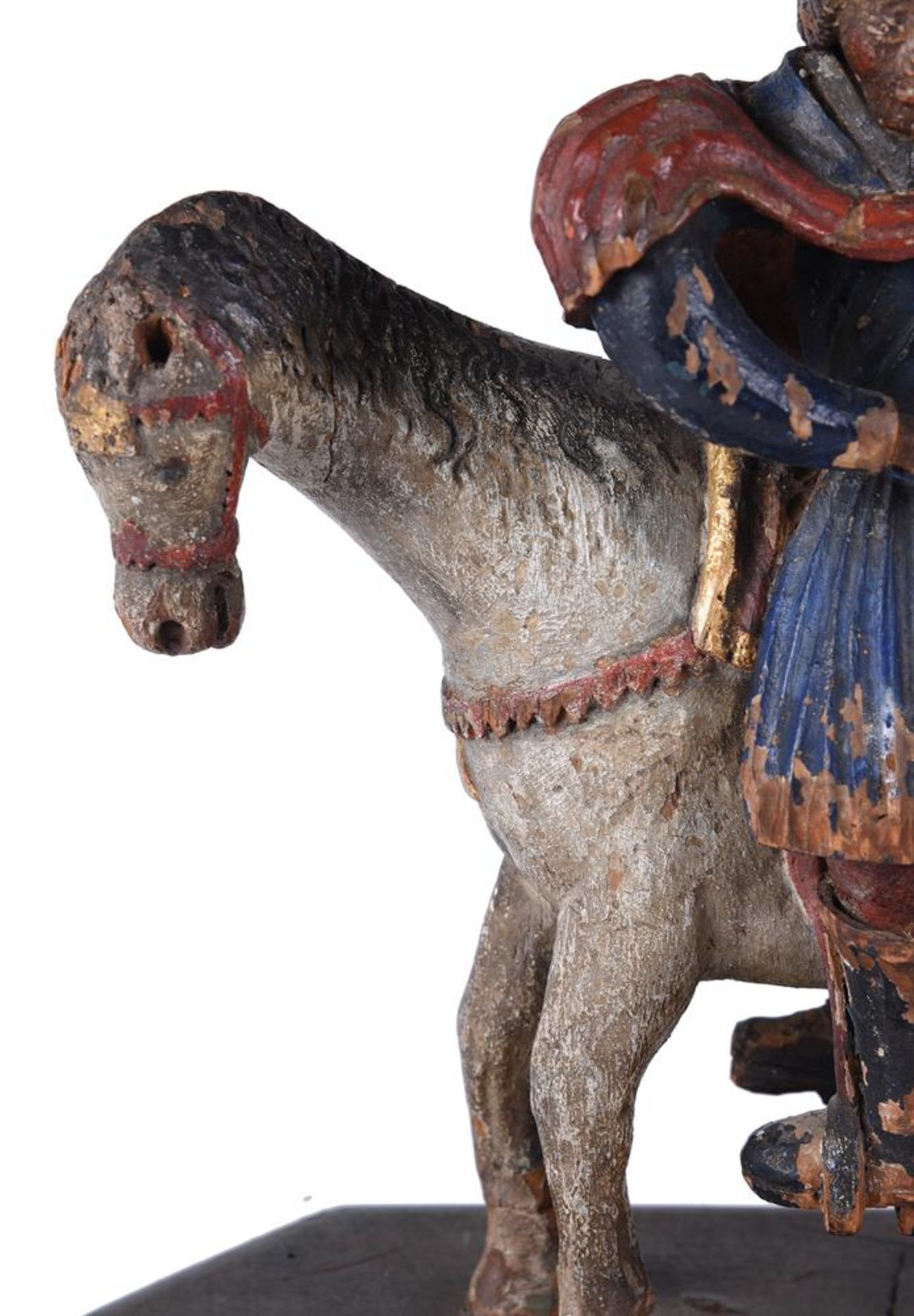 A CARVED POLYCHROME FIGURE OF ST MARTIN ON HORSEBACK, 16TH/17TH CENTURY - Bild 6 aus 6