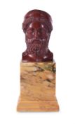 AFTER THE ANTIQUE, A 'GRAND TOUR' STYLE ROSSO ANTICO BUST OF PLATO, PROBABLY 20TH CENTURY