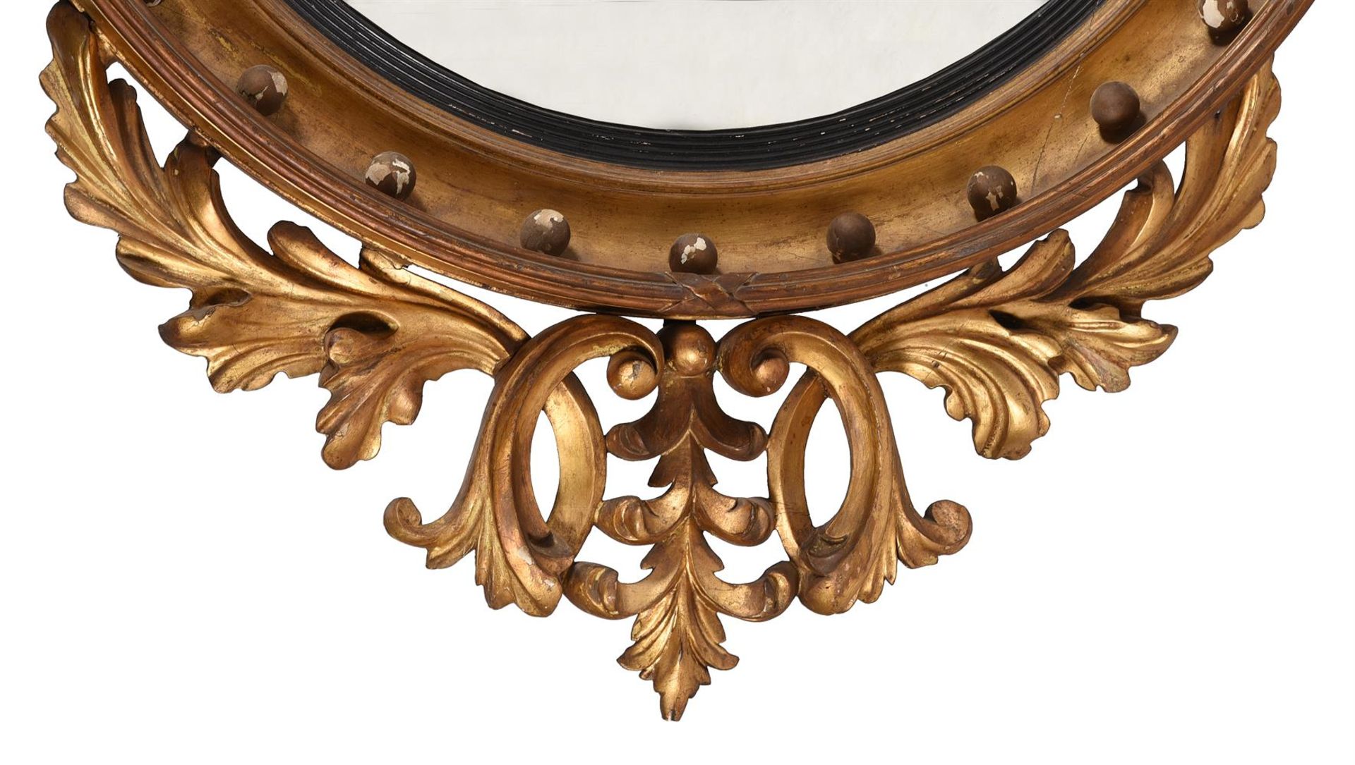 A LARGE REGENCY CARVED GILTWOOD CONVEX WALL MIRROR, IN THE MANNER OF THOMAS FENTHAM, CIRCA 1815 - Image 2 of 6