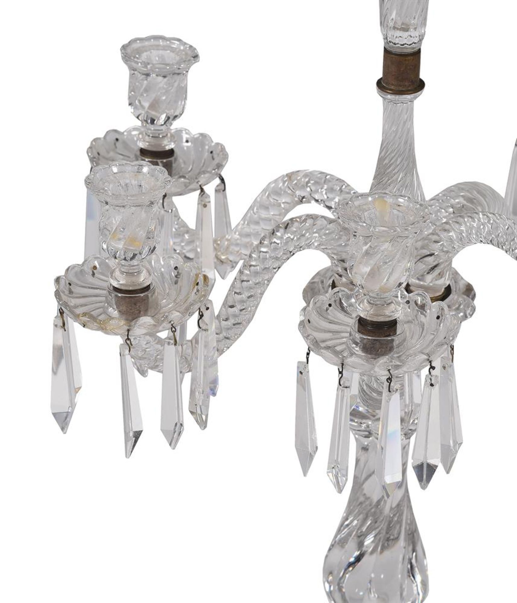 A PAIR OF BACCARAT FIVE LIGHT GLASS CANDELABRA, 20TH CENTURY - Image 3 of 6