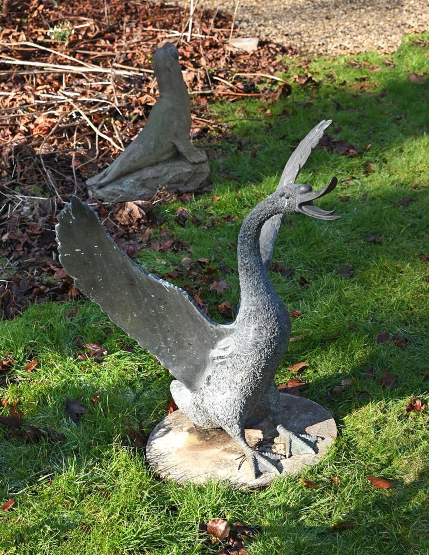 A BRONZE MODEL OF A SWAN, POSSIBLY ITALIAN, 20TH CENTURY