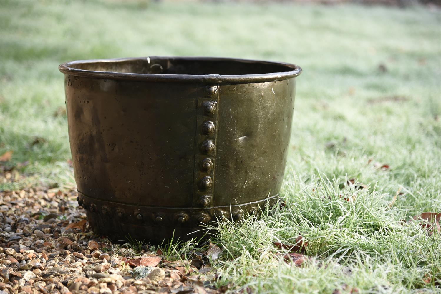 A PATINATED COPPER LOG BASKET/WASHER, 19TH CENTURY