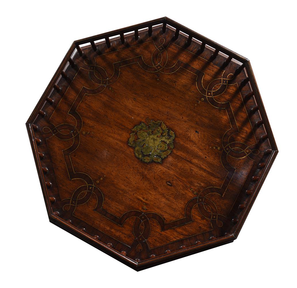A GEORGE II PADOUK, 'PARTRIDGE WOOD' AND BRASS INLAID TRIPOD TABLE, CIRCA 1740-45 - Image 4 of 6