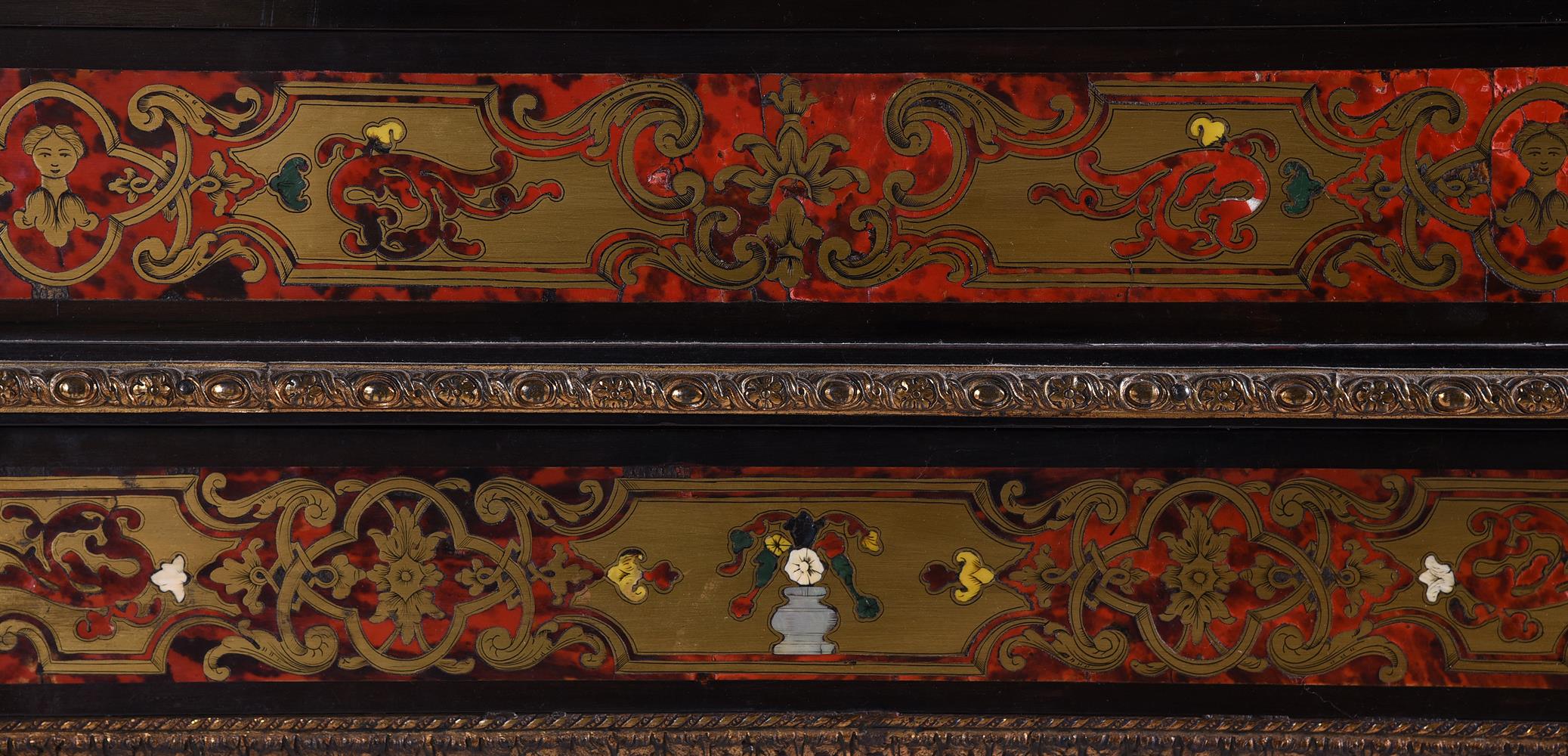 Y A PAIR OF NAPOLEON III GILT METAL MOUNTED, EBONISED, TORTOISESHELL AND BRASS MARQUETRY PIER CABINE - Image 6 of 6