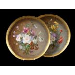 A PAIR OF SEVRES (OUTSIDE DECORATED) PLATES SIGNED AND DATED WITH FLORAL SPRAYS, BY C. BANBERY 1888