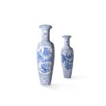 A PAIR OF MASSIVE BLUE AND WHITE PORCELAIN VASES, IN CHINESE STYLE, OF RECENT MANUFACTURE