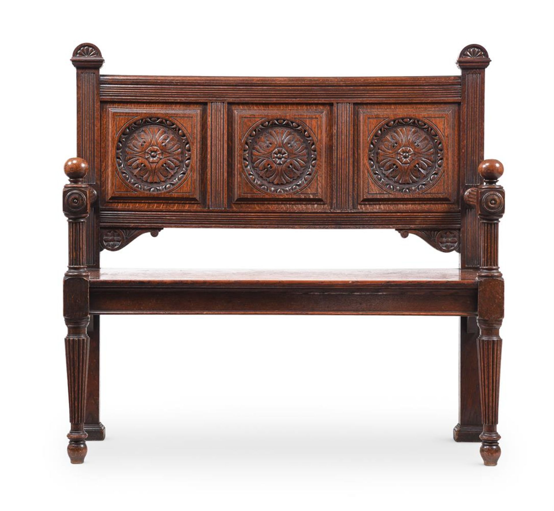 A VICTORIAN OAK BENCH, SECOND HALF 19TH CENTURY - Image 2 of 5