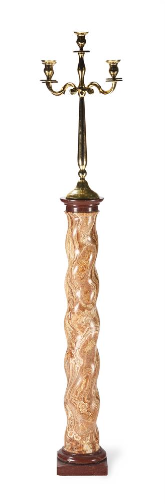 AN ALABASTER AND ROUGE MARBLE SOLOMONIC COLUMN, 19TH CENTURY, PROBABLY ITALIAN