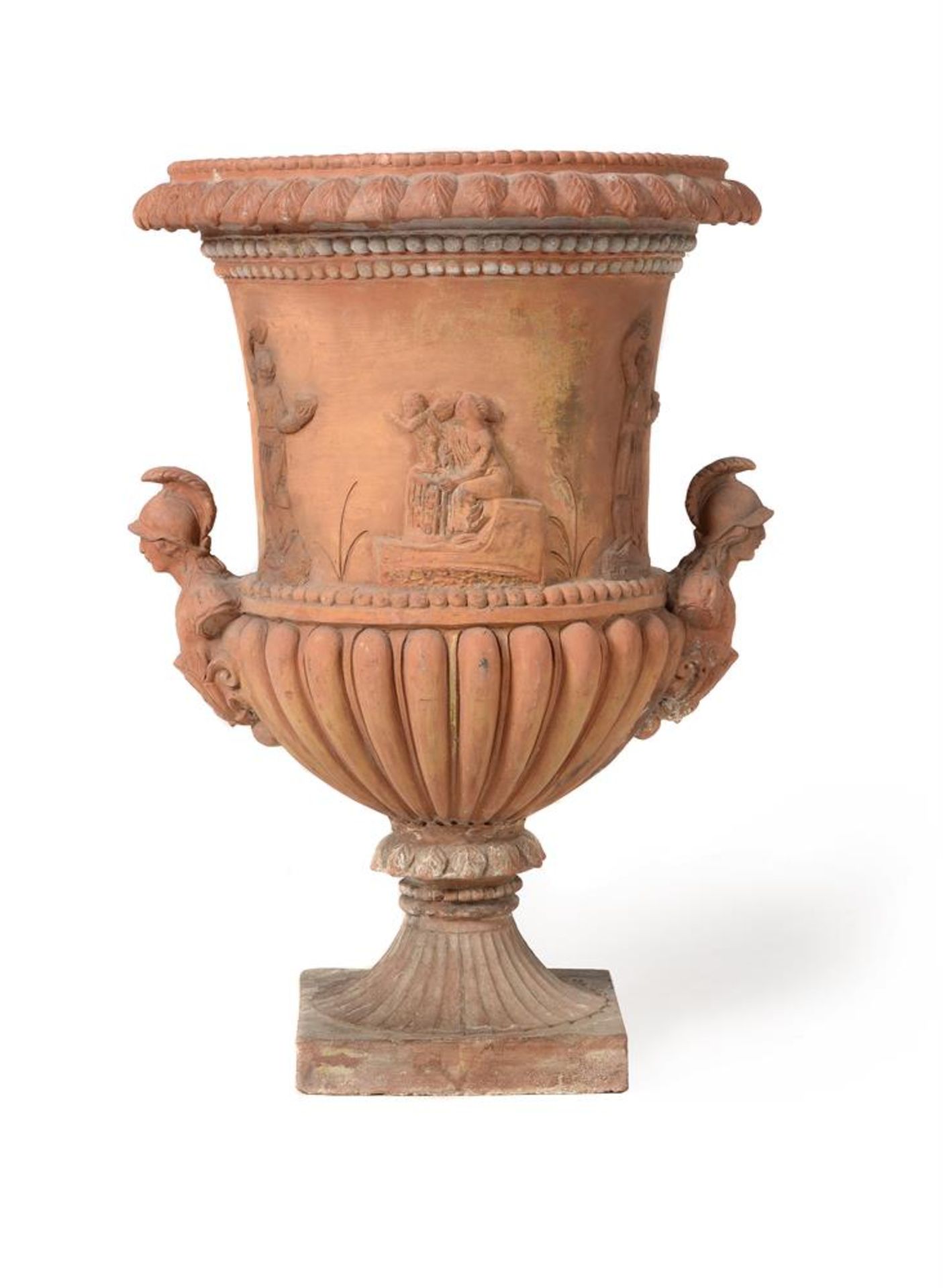 A TERRACOTTA GARDEN PEDESTAL URN OF CLASSICAL FORM, LATE 19TH CENTURY - Image 2 of 3