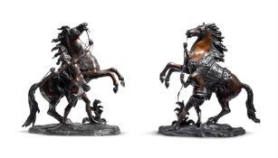 AFTER COUSTOU, A LARGE PAIR OF BRONZE MARLY HORSES FRENCH, 19TH CENTURY