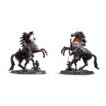 AFTER COUSTOU, A LARGE PAIR OF BRONZE MARLY HORSES FRENCH, 19TH CENTURY