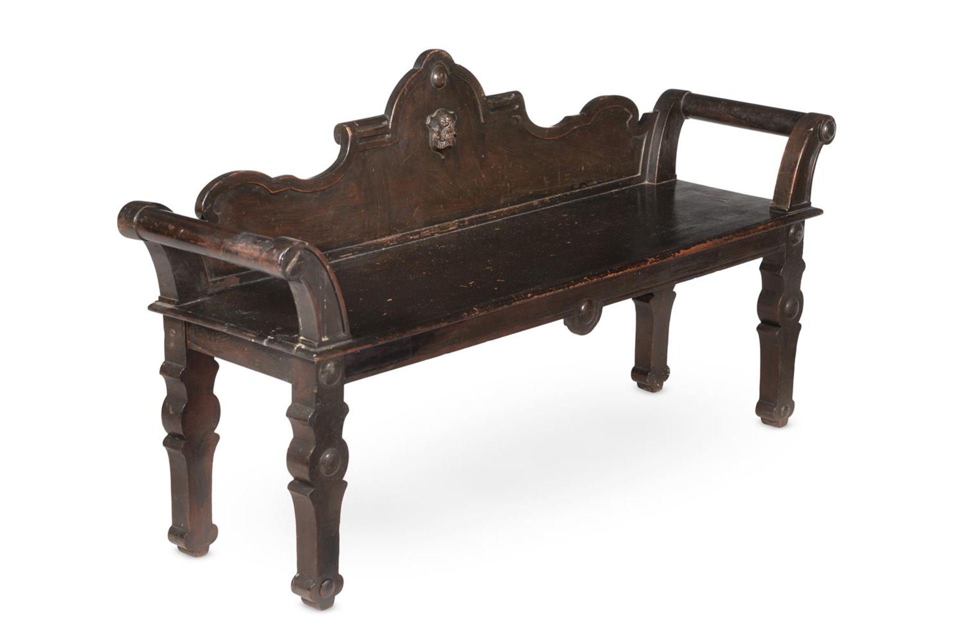 AN EARLY VICTORIAN PAINTED HALL BENCH, IN THE MANNER OF RICHARD BRIDGENS, MID 19TH CENTURY - Image 2 of 3
